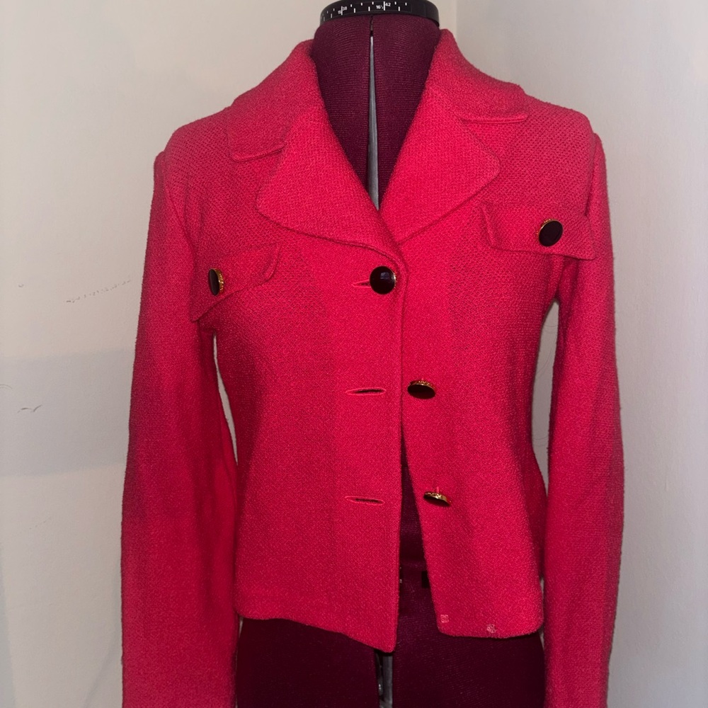 St. John Fuchsia Blazer with Gold Accents